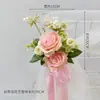Nuevos tiradores de puerta florales versátiles para respaldo de silla de boda al aire libre, decoraciones florales para escaleras, decoraciones para coche de boda en la iglesia y accesorios florales artificiales.