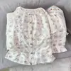 Pijama de Algodão Nuvem Doce para Meninas no Verão para Mulheres Novo Fofo Doce Manga Curta Shorts Cardigã Conjunto de Duas Peças Roupa de Casa
