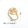 Accesorios de perlas DIY, anillo de nicho ligero de lujo, soporte vacío, moda geométrica, concha de madre natural, soporte de anillo ajustable, venta al por mayor