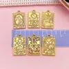 Colgante de Tarjeta de Tarot de Oro Antiguo Sol Luna Estrellas Mundo Amantes Amuletos Pulsera DIY Collar Accesorios de Joyería