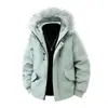 Jaqueta de algodão Sidalet com capuz, parka espessa e forrada com fleece, peça de outer wear de corte solto, jaqueta quente para casais