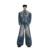 Ropa Pesada para Motocicleta Nueva para Hombre Chaqueta de Mezclilla Gris Desgastada Ropa para Motocicleta Marca de Moda Chaqueta de Gama Alta Ropa de Trabajo Superior
