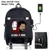 Mochila con estampado de billetes de La Casa de Papel, mochila para estudiantes, mochila de viaje para exteriores, mochila deportiva