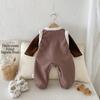 Dianxi 2026 Outono/Inverno Novo Conjunto Macacão Espesso Forrado com Fleece para Bebês e Crianças Pequenas Macacão de Bebê Conjunto de Duas Peças Camada Base