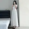 Pantalones Falda Plisados Finos de Línea A para Mujer Verano 2026 para Figuras Pequeñas, Pantalones Anchos Rectos de Cintura Alta de Algodón y Lino con Efecto de Caída