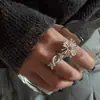 Anillo de Plata de Ley S925 Fuego Artificial Exagerado para Mujer Línea Hueca Irregular Personalidad de Moda Trendy Ins Apertura Ajustable