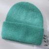 Gorro de lana de pelo de conejo de color sólido simple de estilo japonés para mujer, gorro de punto informal para otoño e invierno, gorro cálido con protección para las orejas, moderno