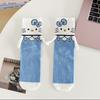 Calcetines de Animación de Dibujos Animados de Comercio Exterior para Mujer Estilo Japonés Gato Calcetines de Media Pantorrilla Divertidos y Lindos Calcetines de Manos Sostenidas Nicho Ins Modernos y Versátiles