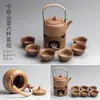Cerámica Leña Vigas Elevadoras Hogar Cerámica Gruesa Tetera Retro Japonés Estufa Cálida para Té Cuerda Anti-Quemaduras Juego de Té Kung Fu