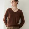Camiseta de punto de cachemira 100% pura lista para usar de primera línea para mujer, cuello en V, suave y cerosa, agradable a la piel, suéter de punto de manga larga para mujer