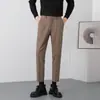 Pantalones de Traje para Hombre del Territorio del Norte Otoño e Invierno con Efecto de Caída, Pantalones Rectos de Moda Estilo Coreano para Hombre, Pantalones Cropped Ajustados para Jóvenes
