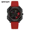 Reloj de Moda OFNS Esqueleto de Coche Rotación 360 grados Reloj para Hombre Tendencia Más Vendido Versátil para Estudiantes Reloj de Cuarzo