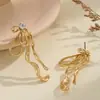 Joyería Europea y Americana de Nicho, Pendientes de Hada de Alta Gama, Pendientes Exagerados de Lazo Grande, Pendientes Asimétricos de Aleación con Puntos de Diamante