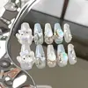 Unhas Usáveis Feitas à Mão Atacado Xiaohongshu Douyin Venda Quente Diamante Borboleta Coração High-End Nail Art Unhas Usáveis 24 Peças