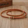 Cinturón de Cuero Tejido Ajustable Ceñidor de Cintura Vintage Casual Versátil Delgado Cuerda para Cintura de Mujer Decorativo Cinturón para Pantalones de Vestir Moderno