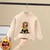 Camiseta Térmica de Felpa Cepillada para Niña Manga Larga Estilo Otoño/Invierno Cuello Semi-Alto Prenda Interior Superior Camiseta Casual de Manga Larga para Niña