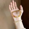 Pulsera de Cristal Amarillo Natural Torre para Mujer, Cuentas Redondas de Piedra Ojo de Tigre, Cuentas de la Fortuna, Pulsera Atrae Dinero, Venta al por Mayor para Transmisiones en Vivo