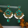 Brincos Europeus e Americanos Transfronteiriços com Flores em Gota D'água Cravejadas de Diamantes, Brincos com Franjas Estilo Étnico Boêmio, Brincos Retrô de Alta Qualidade