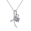 Collar con Moissanita de 1 Quilate Color D y Lazo, Colgante de Plata de Ley S925 para Mujer, Chapado en Platino Pt950, Collar de Diamante Moissanita, Lujo Ligero