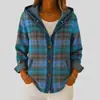 Cárdigan Sudadera con Capucha y Botones Estampado Floral Retro Transfronterizo Europeo y Americano para Mujer, Holgado, Casual, Manga Larga, Prenda Exterior