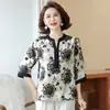 Ropa de Verano para Mamá Top Transpirable de Manga Corta con Sensación a Hielo Nuevo de Verano Holgado Fresco Camisa de Manga Media Estilo Mamá de Mediana Edad y Mayor