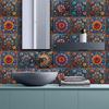 Pegatinas de Flores Nórdicas Vintage de Venta Caliente Transfronterizas Autoadhesivas Impermeables Escarchadas para Pared de Cocina Baño