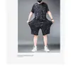 Traje deportivo de seda de hielo para hombre, camiseta fina de manga corta de verano, pantalones cortos casuales de secado rápido, conjunto de ropa holgada de talla grande
