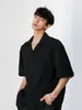 Camisa Masculina de Verão Nova com Gola Cubana Texturizada, Manga Curta, Versátil, Casual, Camiseta de Meia-manga Solta, Jaqueta de Alta Qualidade