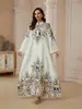 Sw2610 Elegante Vestido Estampado Tallas Grandes Nuevo 2026 Diseño de Borlas Estampado con Pedrería Corte A con Dobladillo Amplio