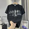 Camiseta Masculina Raglan Manga Curta Peso Pesado Design Americano Solto Tendência Patchwork Casual Versátil Top Estilo 057