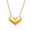 Colar Popular Europeu e Americano Recomendado de Aço Inoxidável em Forma de Coração para Mulheres, Versátil e Sofisticado Joia com Pingente de Coração de Pêssego Dourado, Presente para Namorada