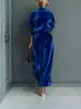 Comercio Exterior Ropa Femenina Europea y Americana Moda Otoño e Invierno 2025 Traje Casual de Dos Piezas Terciopelo Manga Larga Color Sólido Cuello Alto Pantalones de Pierna Ancha