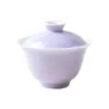 Taza de té de cerámica morado lavanda con esmalte de color, no se calienta al tacto, para uso doméstico, juego de té Kung Fu morado liso, taza de té