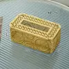 Caja de Pañuelos Dorada Hueca, Caja de Pañuelos Árabe de Oriente Medio, Portapañuelos Decorativo Vintage para Mesa de Café de Sala de Estar de Hotel y Casa de Huéspedes