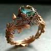 Anillo de Diamante con Forma de Hoja Europeo y Americano de Venta Caliente Transfronteriza Anillo para Mujer Retro Exagerado Simple Personalizado Anillo para Mujer al por Mayor