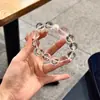 Pulsera de Cuentas Redondas de Cristal Blanco Natural 12/14/16mm Pulsera de Cuarzo Rosa con Perla para Mujer Círculo Único Moda y Versátil