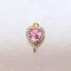 Colgante de Zirconia Chapado en Oro de 18k sobre Cobre Accesorios para Joyería DIY Pulsera de Corazón Collar Material Hecho a Mano Doble Colgante