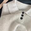 Camiseta tipo polo hueca estilo americano, camiseta corta de punto de seda helada para mujer, nuevo estilo de verano, petite, hombro normal, manga corta, top fino