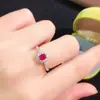 Plata S925 de alta calidad Chapado en Platino Incrustado con Rubí Natural (Quemadura Antigua) Anillo Diseño Clásico Joyería 4x5