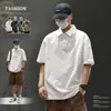Camisa Polo de Algodão Puro Pesado de Verão Masculina 2026 Nova Manga Curta Solta Respirável T-shirt Preta Versátil Gola Lapela Tendência