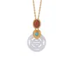 Colgante de Candado Auspicioso de Jade Hetian para Mujeres al por Mayor Plata S925 Chapada en Oro Jade Blanco Zafiro Estilo Nacional Collar Atmosférico