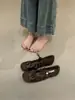 2025 Novo Estilo Outono Nicho Alça Plissada Laço Sapatilhas Femininas Linha Única Cetim Brisa da Noite Mary Jane