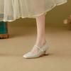 Zapatos Mary Jane Yuanlitong de Piel Suave para Mujer, Suela Suave Cómoda, Transpirables, No Asfixiantes, Planos de Calidad, Tacones Cuadrados Elegantes