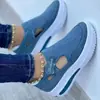 Zapatos Casuales de Malla Azul para Pies Cruzados Europeos y Americanos, Pastel de Esponja Diario, Conjunto de Mezclilla Transfronterizo, Slip-on, Celebridad de Internet, Venta al por Mayor, Tallas Grandes