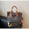 Bolsa Tote de Lona Versátil Nova 2025 Transfronteiriça Cor Contrastante Grande Capacidade Portátil Bolsa Transversal Feminina Nicho Retro