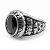 Fábrica directa de origen acero inoxidable europeo y americano punk comercio exterior retro titanio acero gema fundición personalidad anillo para hombre