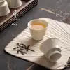 T "Dingyao Flor de Loto Blanca Taza con Tapa Maestra Taza Personal para el Hogar Taza de Cata Taza de Té Cerámica China Té Kung Fu Vintage