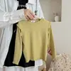 Camiseta Base Infantil Transfronteiriça Estilo Coreano Ins Simples Cor Sólida Camiseta Infantil com Babado Manga Longa Top de Renda em Estoque