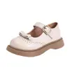 Zapatos de Princesa para Niña con Suela Suave, Zapatos Mary Jane de Otoño con Lazo, Zapatos de Cuero Estilo Británico para Niños, Zapatos de Rendimiento Antideslizantes con Suela Suave