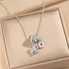Collar Circular de Unicornio Sweet Dream Esmaltado Accesorios Colgante para Mujer Gama Alta Lujo Ligero Nicho Lindo Cadena para Clavícula